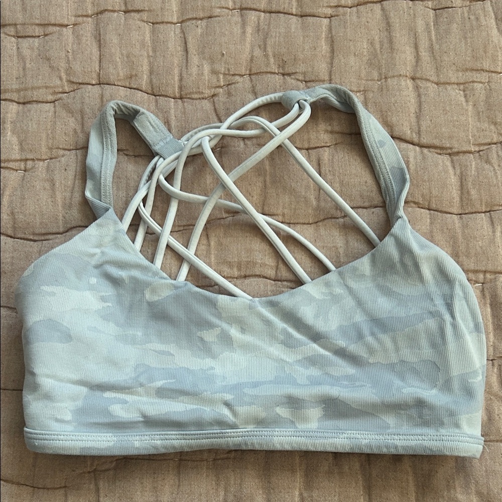 Lululemon free to be grey/silver camo bra size 6